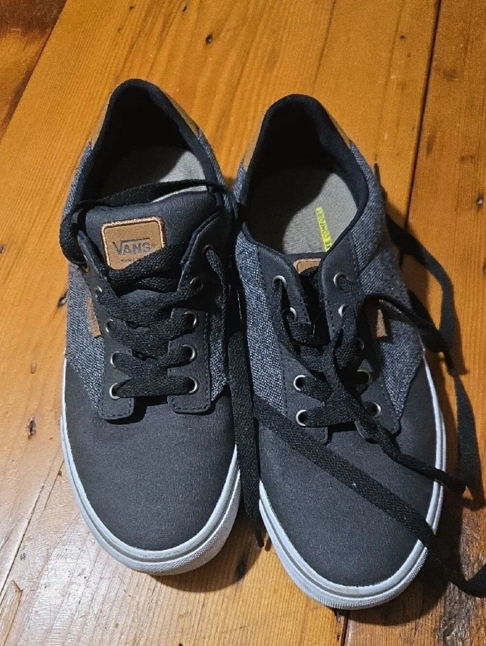Vans Men's Black and Gray, Tan Low-Top Sneakers Sz 9.5